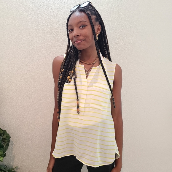 ANN TAYLOR Stripped Tank Top With Pockets - Picture 3 of 13